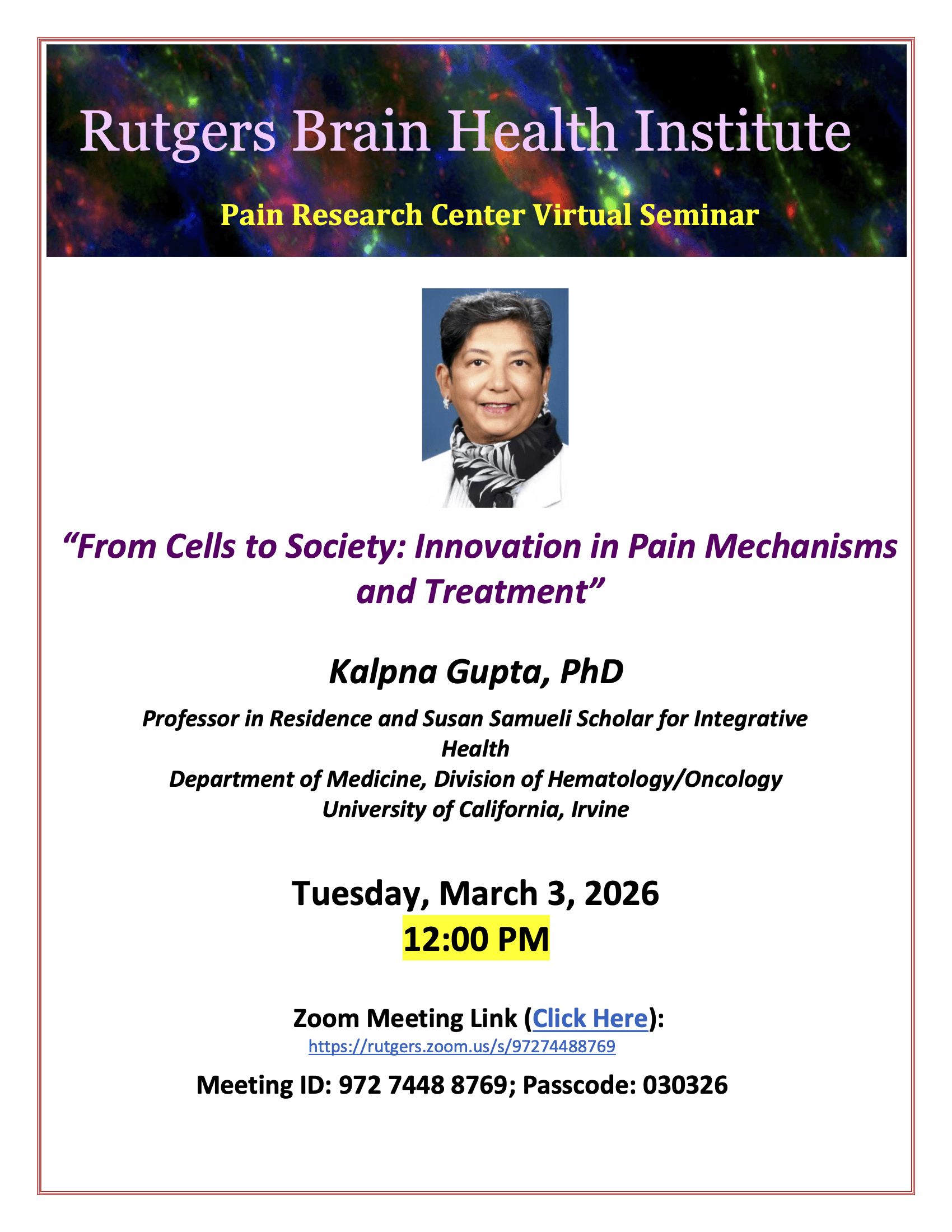 Pain Research Center Seminar_Kalpna Gupta_030326